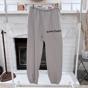 Yeezy x Gosha Rubchinskiy "Black Dogs" sweatpants in grey featuring Russian Text